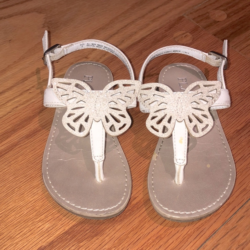 White sparkly butterfly girls sandels